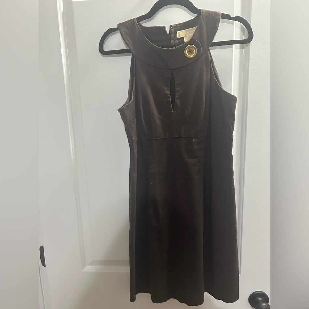 Vintage Michael Kors Brown Sleeveless keyhole Dress
